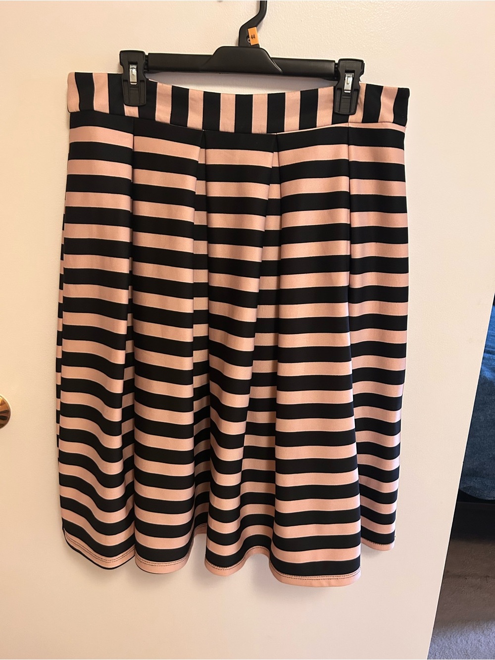 Faith and Joy Black and Blush Pink Striped Skater Skirt